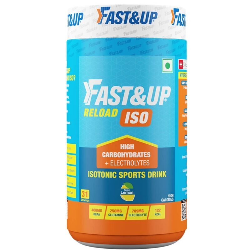 Fast&Up Reload Isotonic Energy Drink Carbs + Electrolytes + Aminos Restore, Replenish and Recover Lemon Flavor – 31 servings