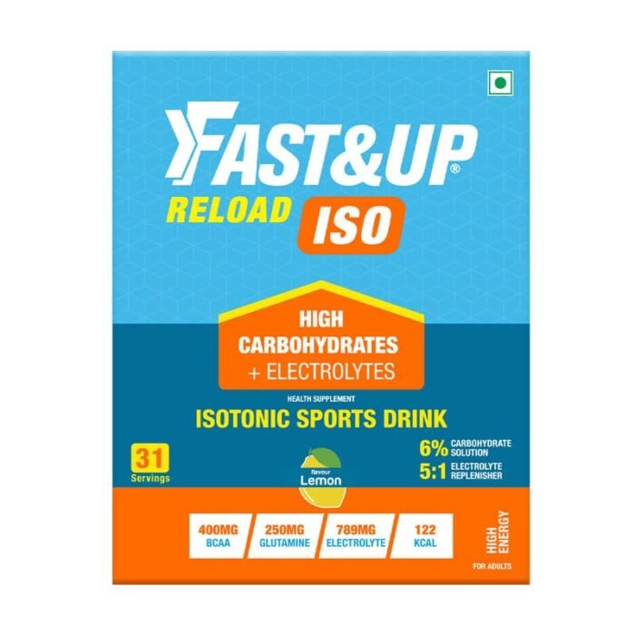 Fast&Up Reload Isotonic Energy Drink Carbs + Electrolytes + Aminos Restore, Replenish and Recover Lemon Flavor – 31 servings