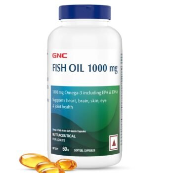 GNC 1000 Mg Omega 3 Fish Oil for Men & Women 60 Softgels Omega 3 with 180 mg EPA & 120 mg DHA Promotes Joint Health