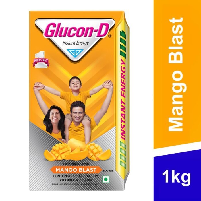 Glucon-D Mango Blast Glucose Powder (1kg, Refill) Tasty Mango Flavoured Glucose Drink Provides Instant Energy1