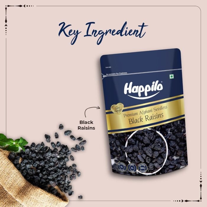 Happilo Premium Afghani Seedless Black Raisins 250 g Kali Kishmish Munakka Dry Fruits