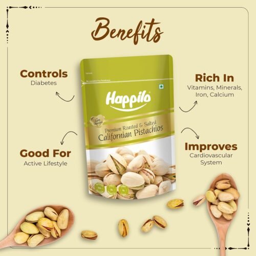 Happilo Premium California Roasted & Salted Pistachios 200 g Pista Dry Fruit Tasty & Healthy High in Protein & Dietary Fiber