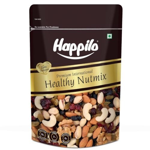 Happilo Premium International Healthy Nutmix 200g, Dried Almonds, Black Raisins, Cashewnuts, Cranberries, Green Raisins, Pistachio Kernels & Walnut Kernels