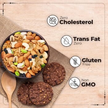 Happilo Premium International Healthy Nutmix 200g, Dried Almonds, Black Raisins, Cashewnuts, Cranberries, Green Raisins, Pistachio Kernels & Walnut Kernels2