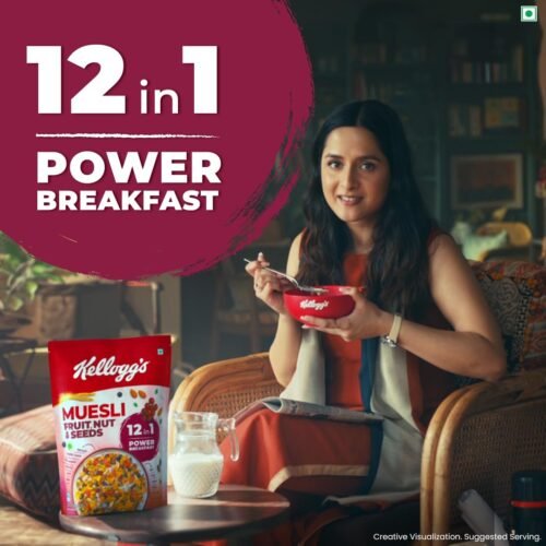 Kellogg’s Muesli Fruit Nut & Seeds 240g 12-in-1 Power Breakfast India’s No. 1 Muesli Multigrain Breakfast Cereal