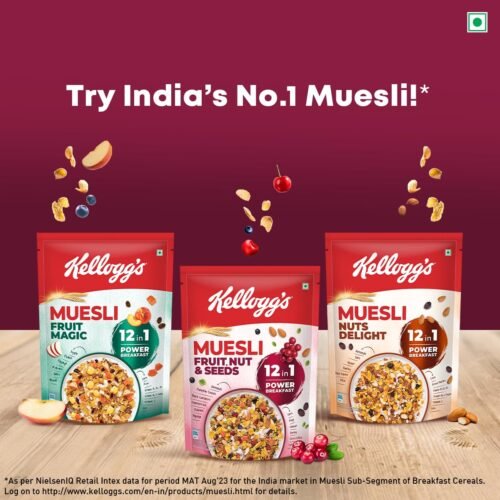 Kellogg’s Muesli Fruit Nut & Seeds 240g 12-in-1 Power Breakfast India’s No. 1 Muesli Multigrain Breakfast Cereal