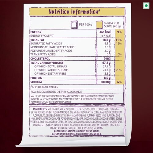 Kellogg's New Chocolate Muesli 57% Multigrain, Fruit, Nut & Seeds 450g 7in1 - Oats, Wheat, Corn, Rice, Almonds, Pumpkin Seeds & Black Raisins