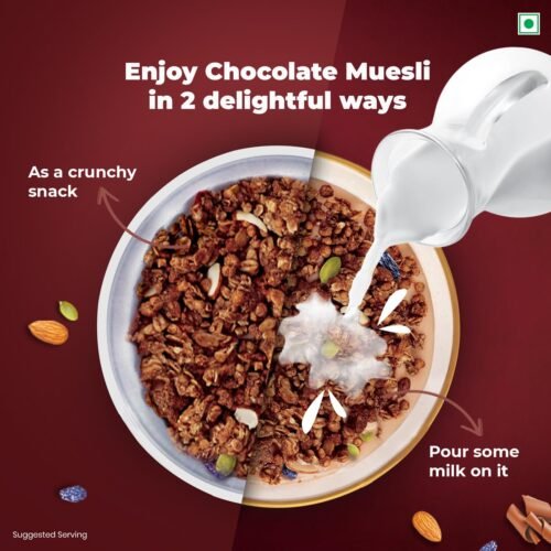 Kellogg's New Chocolate Muesli 57% Multigrain, Fruit, Nut & Seeds 450g 7in1 - Oats, Wheat, Corn, Rice, Almonds, Pumpkin Seeds & Black Raisins