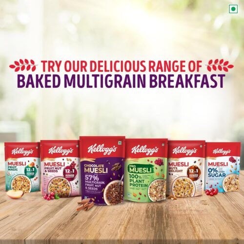 Kellogg's New Chocolate Muesli 57% Multigrain, Fruit, Nut & Seeds 450g 7in1 - Oats, Wheat, Corn, Rice, Almonds, Pumpkin Seeds & Black Raisins