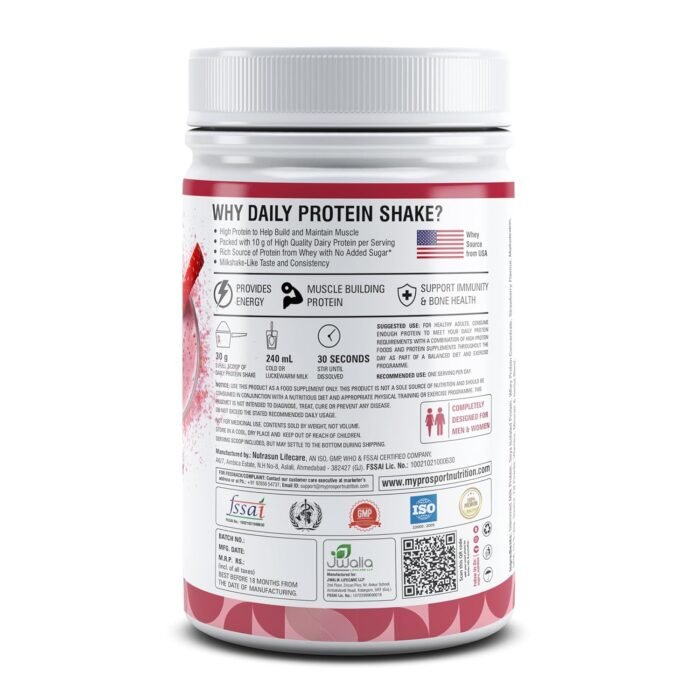 Mypro Sport Nutrition Daily Protein Shake 118 kcal Calories, 25 Vitamin -Serving -40- For Men & Women Strawberry1