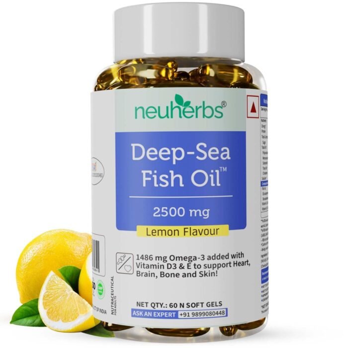 Neuherbs Deep Sea Omega 3 Fish Oil - 60 Softgel for Men and Women Omega 3 Supplement Triple Strength 2500 Mg 1