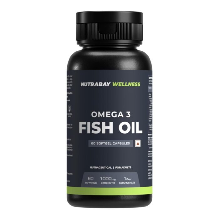 Nutrabay Wellness Omega 3 Fish Oil - 60 Capsules,180 mg EPA & 120 mg DHA for Healthy Brain