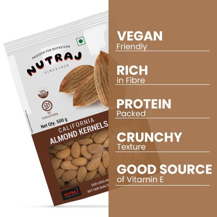 Nutraj California Almonds (Badam Giri) 500g Pouch - Whole