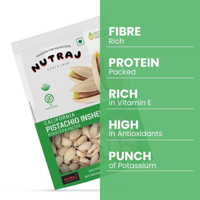 Nutraj California Pistachios (Pista) 400g Pouch Roasted & Salted Dry Fruits & Nuts Inshell Pista