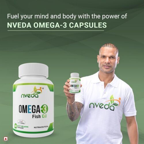 Nveda Omega-3-Fish-Oil 1000mg For Men & Women, Omega 3 fatty-acid 60 Capsules with 180mg EPA-DHA 120mg for Healthy Heart, Eyes, Brain & Joints - Pack of 11