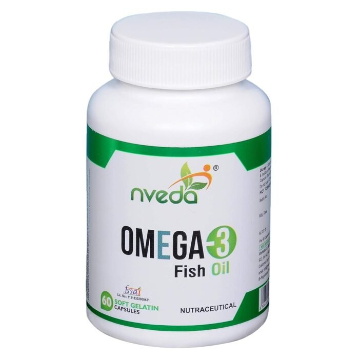 Nveda Omega-3-Fish-Oil 1000mg For Men & Women, Omega 3 fatty-acid 60 Capsules with 180mg EPA-DHA 120mg for Healthy Heart, Eyes, Brain & Joints - Pack of 11