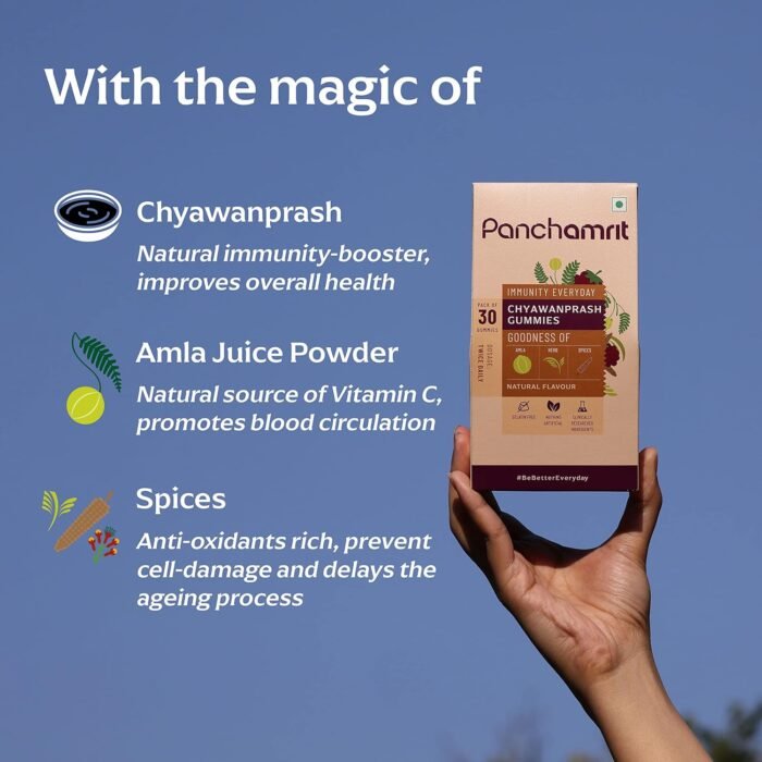 Panchamrit 100% Natural Chyawanprash Gummies - 30 Gummies(Pack of 2) Boosts Immunity & Energy Levels along with Anti-ageing benefits