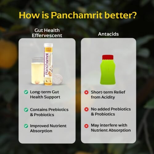 Panchamrit Gut Health EffervescentHelps Reduces Bloating & Acidity,Constipation,Improves Digestion,Colon Cleanse