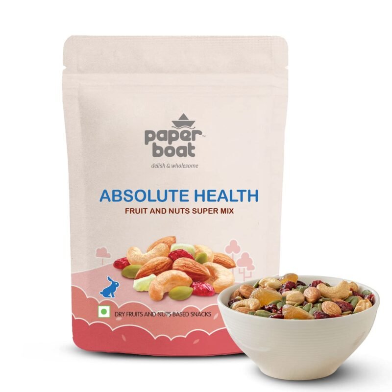 Paper Boat Absolute Health, Premium Fruit, Nut & Fiber SuperMix, Healthy Mixed Nuts with Dry Fruits Almonds Cashews Cranberry Pumpkin Seeds