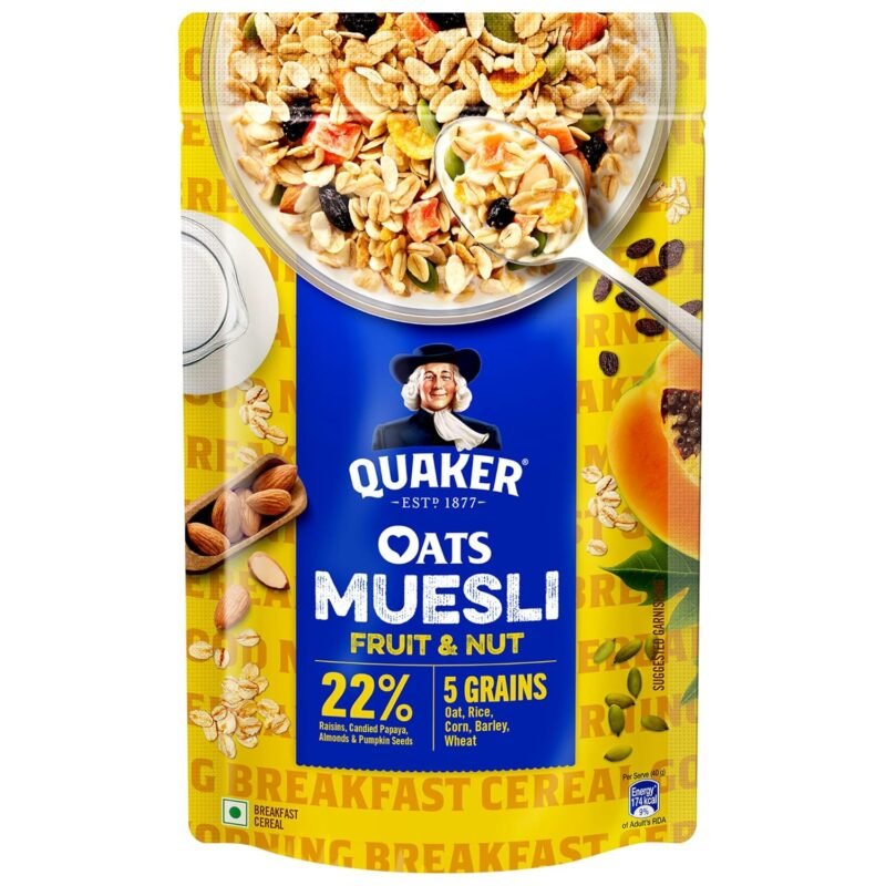 Quaker Oats Muesli 700g, Fruit & Nut flavour, Breakfast Oats Cereal