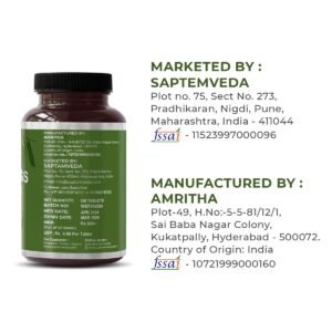 SAPTAMVEDA Organic Wheat Grass Tablets (120 Tablets, 500mg) - Natural Antioxidant Superfood, Supports Healthy Joints, Immunity Booster, Non-GMO