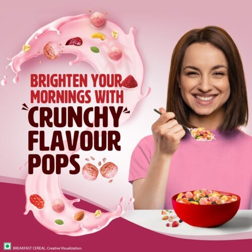 Saffola Muesli Berry Crunch with Flavour Pops, 450 gm 15 in 1 Fruit and Nuts, Seeds, Millet & more