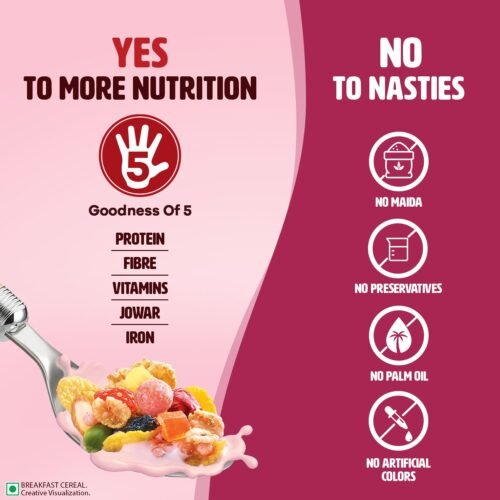 Saffola Muesli Berry Crunch with Flavour Pops, 450 gm 15 in 1 Fruit and Nuts, Seeds, Millet & more