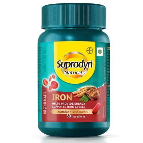 Supradyn Naturals Iron For Women, Multivitamin with 3X Iron, Ashoka, Shatavari, Zinc, Vitamin C, Folic Acid, 30 vital nutrients, Supports Blood Health