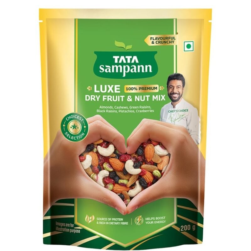 Tata Sampann Luxe Dry Fruit & Nut Mix, 200g, Source of Protein, Magnesium & Phosphorus, Rich in Dietary Fiber,