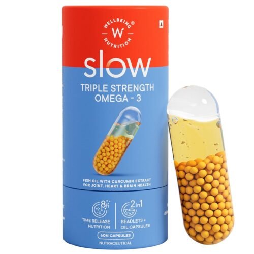 Wellbeing Nutrition Slow Triple Strength Omega 3 Fish Oil Capsules for Men and Women