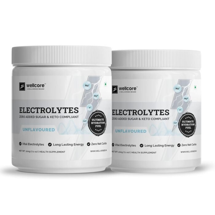 Wellcore - Electrolytes (Unflavoured, 2X200g) Electrolyte Drink With 5 Vital Electrolytes