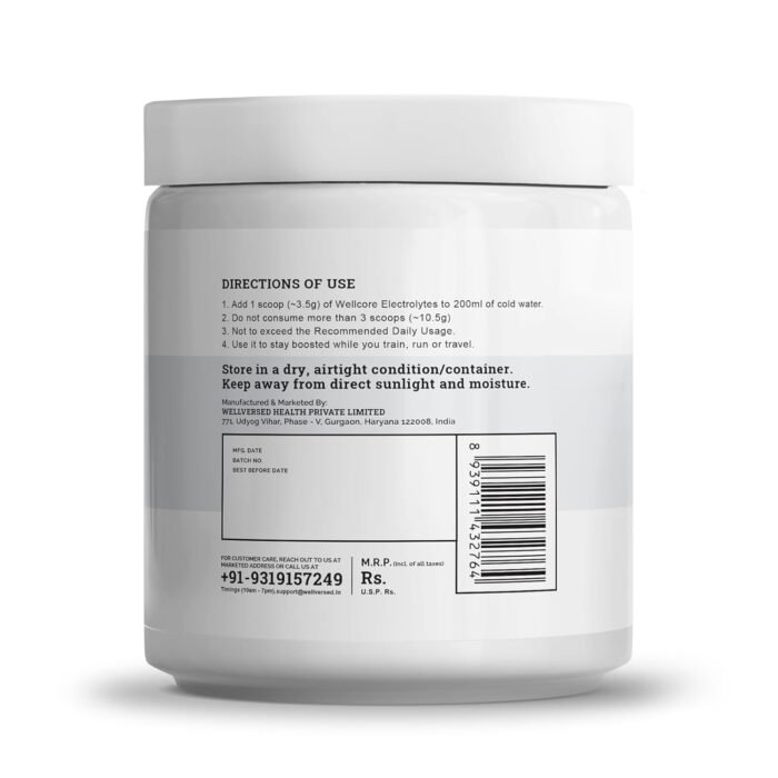 Wellcore - Electrolytes (Unflavoured, 2X200g) Electrolyte Drink With 5 Vital Electrolytes