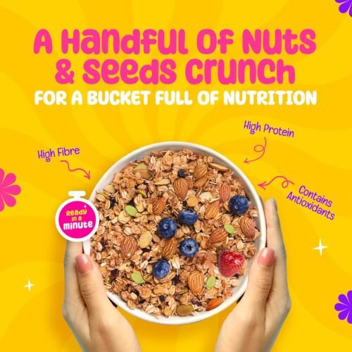 Yogabar Breakfast Cereal & Muesli 91% Whole-Grains+ Dried Fruits + Fruit and Nut + Seeds + 700 g Healthy Breakfast Cereals