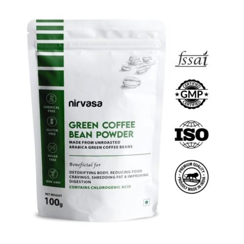 Nirvasa Unroasted Arabica Green Coffee Bean Extract Powder with Chlorogenic Acid for Men & Women | Body Detoxification & Weight Management | 100g Pack of 1