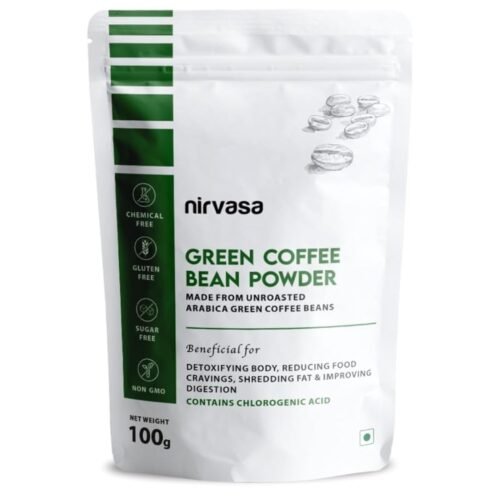 Nirvasa Unroasted Arabica Green Coffee Bean Extract Powder with Chlorogenic Acid for Men & Women | Body Detoxification & Weight Management | 100g Pack of 1