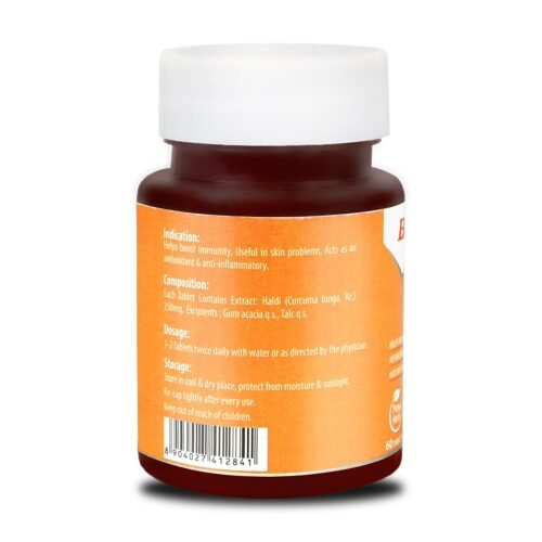Baidyanath Turmeric Tablets with Natural Haldi Extract (60TB) Pack of 1 - Helps Boost Immunity, Blood Cleansing, Skin Problems, Strengthen Digestion