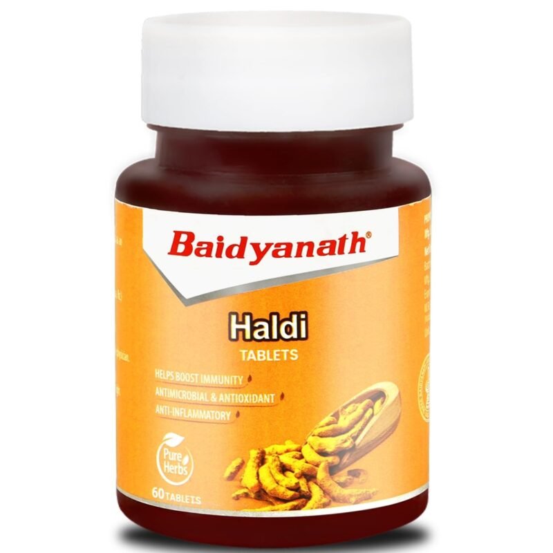 Baidyanath Turmeric Tablets with Natural Haldi Extract (60TB) Pack of 1 - Helps Boost Immunity, Blood Cleansing, Skin Problems, Strengthen Digestion