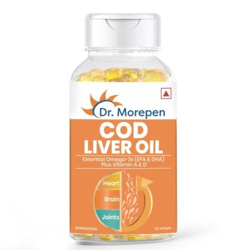 Dr.Morepen COD Liver Oil Capsules | Finest Natural Omega 3, EPA & DHA | Pack of 100 Softgels