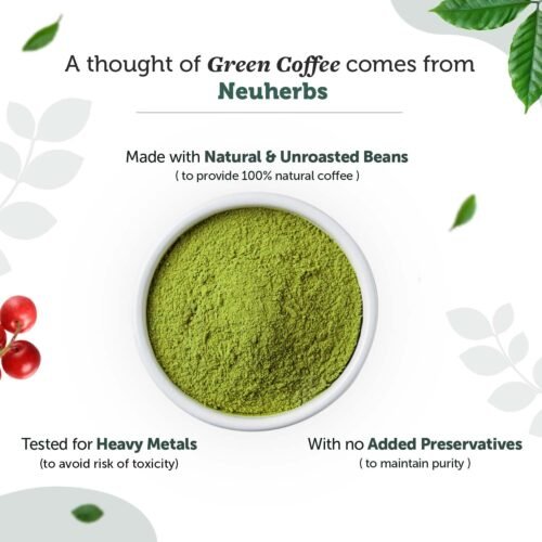 Neuherbs Unroasted Arabica Green Coffee Beans Powder | With Chlorogenic Acid | For Weight Loss Management