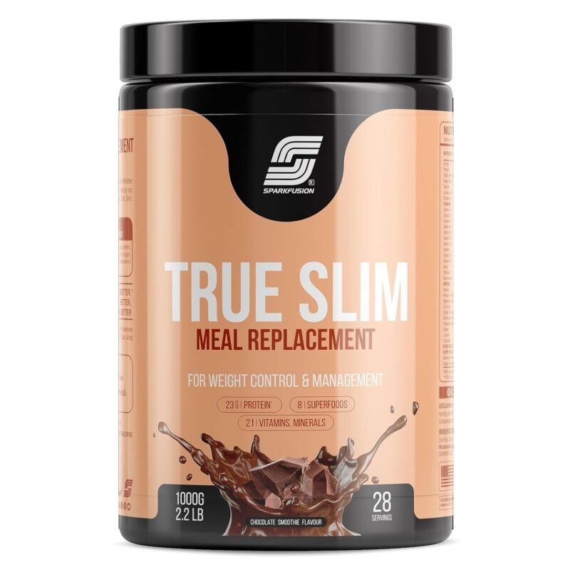 Sparkfusion True Slim Protein Powder Meal Replacement Shake | For Weight Control And Management |23 Gm Protein With 8 Ayurvedic Superfood | Sugar Free | For Men and Women (Chocolate, 1000 gm)