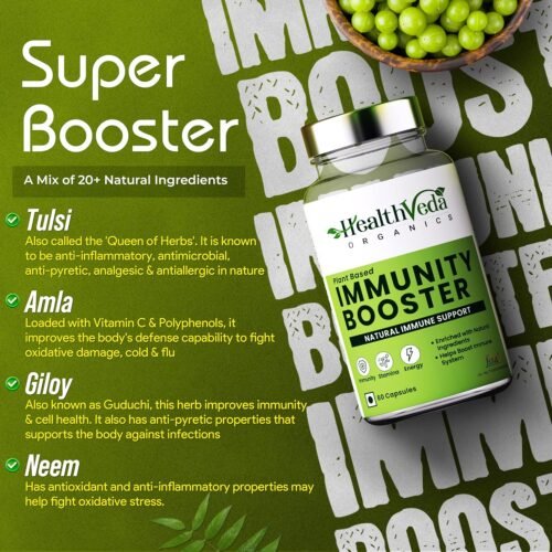 Health Veda Organics Natural Immunity Booster Capsules for Men & Women I Immunity blend of Amla, Giloy, Tulsi, Neem & Ashwagandha