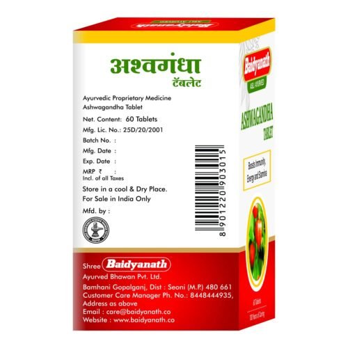 Baidyanath Asli Ayurved Ashwagandha Tablet Immunity Booster Antioxidant