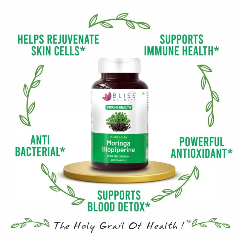 Bliss Welness Moringa Biopiperine 1000 Mg Superfood, Pure Moringa Fruit&Leaves Extract&Biopiperine, Immunity Booster