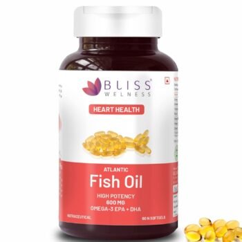 Bliss Welness Omega 3 Fish Oil Gold Cold Pressed Arctic Sea Anchovie Fish Omega3 Oil 2000 mg EPA 360 mg DHA 240 mg