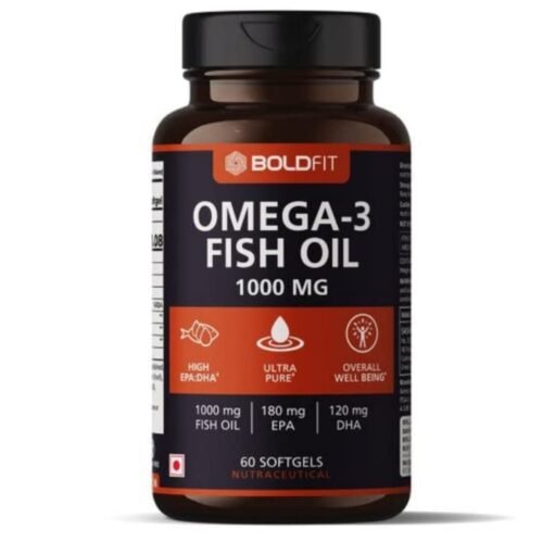 Boldfit Omega 3 Fish Oil 1000mg supplements, Supports Heart, Brain, Joints & Skin with EPA 180 mg & DHA 120 mg for men and women