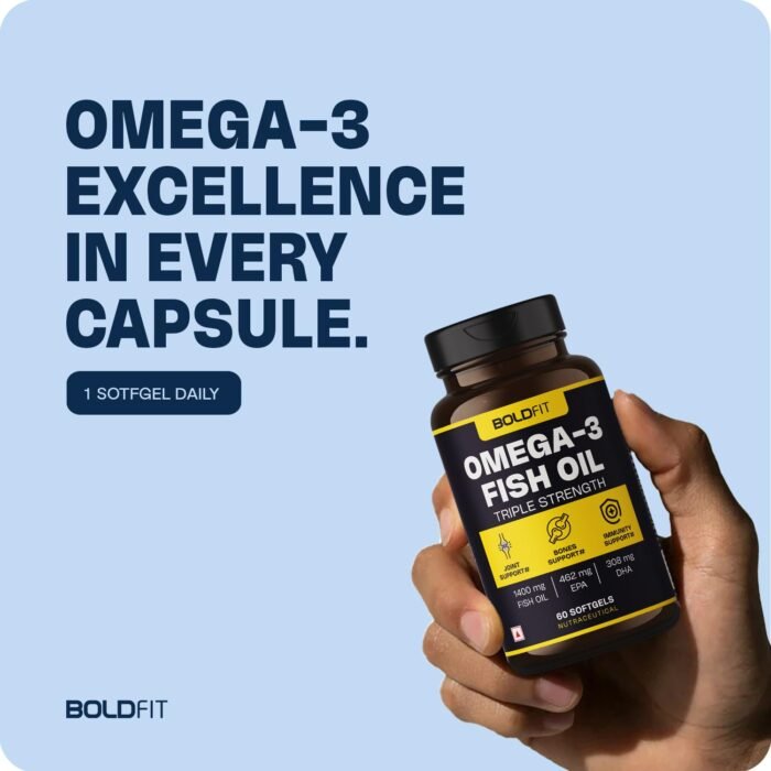 Boldfit Fish Oil Capsules Fish Oil Omega 3 Capsules for Men and Women Triple Strength Omega 3 Fish Oil 550 Mg EPA & 350 Mg