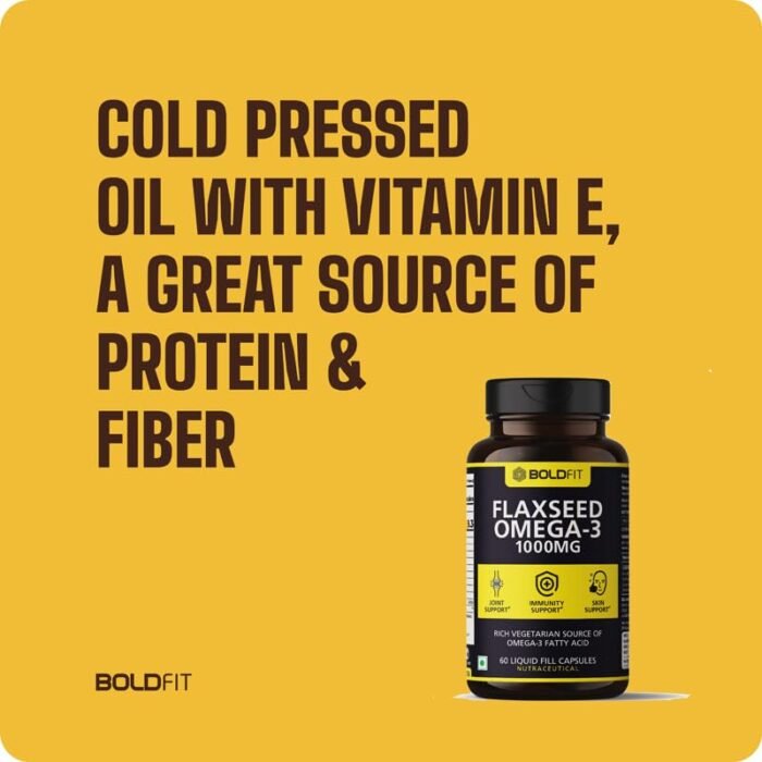 Boldfit Flaxseed Oil Capsules 1000mg with Omega 3 for Men & Women - Supports Skin, Joint, Hair & Immunity Support - Flaxseed Pack of 2-120 Veg Capsules.