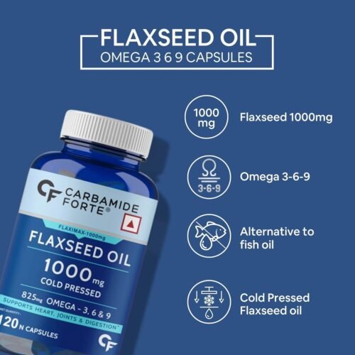 Carbamide Forte Cold Pressed Organic Flaxseed Oil Omega 3 6 9 Capsules