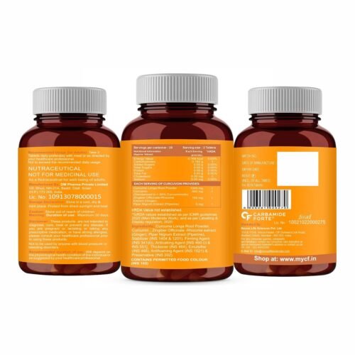 Carbamide Forte Curcumin with Piperine Tablets with 95% Curcuminoids Immunity Boosters Tablet for Adults with Curcuma Longa