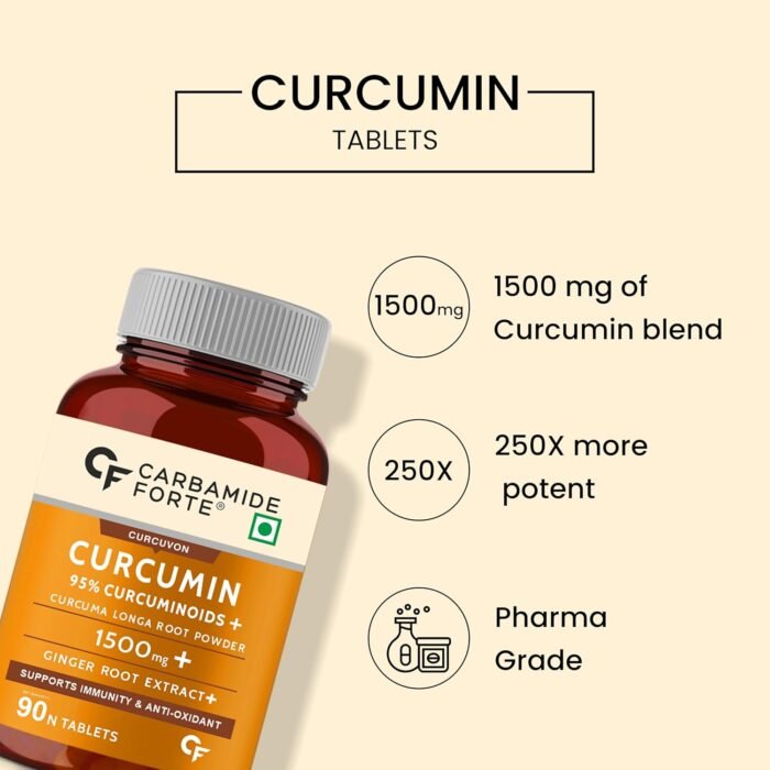 Carbamide Forte Curcumin with Piperine Tablets with 95% Curcuminoids Immunity Boosters Tablet for Adults with Curcuma Longa